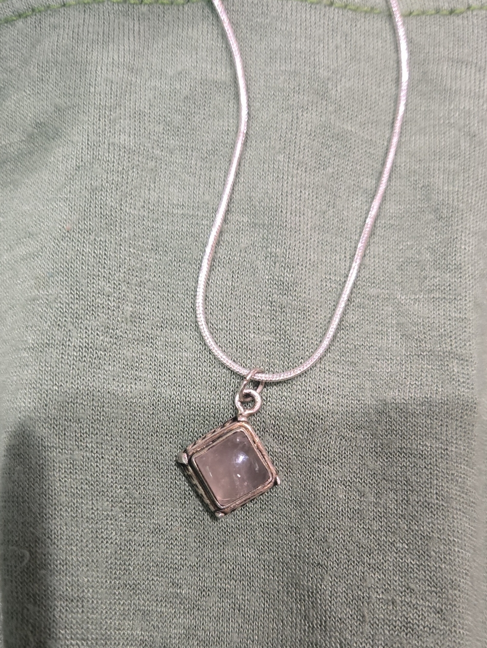 Sterling Silver And Rose Quartz On Sterling Silver Chain 18"